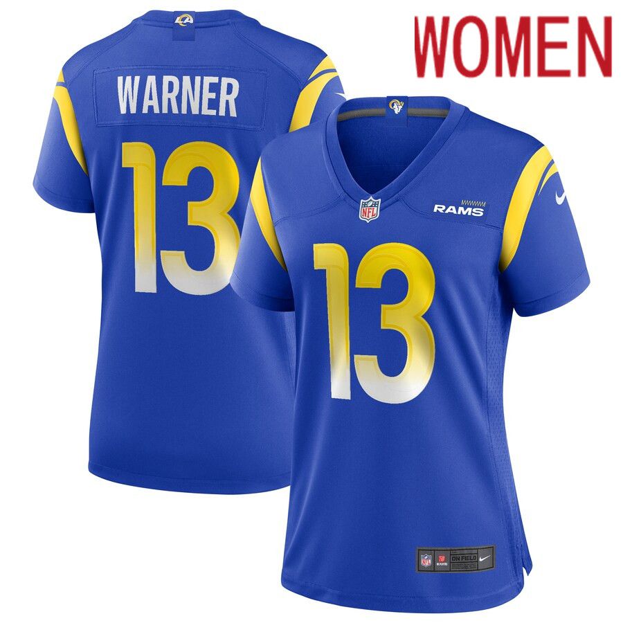 Women Los Angeles Rams #13 Kurt Warner Nike Royal Game Retired Player NFL Jersey->women nfl jersey->Women Jersey